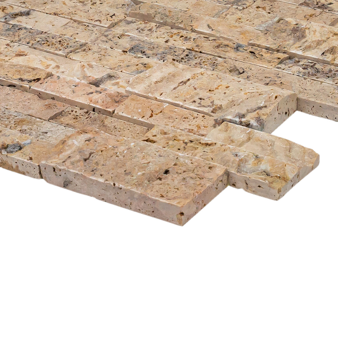 Scabos Ledger 3D Panel 6"x24" Split-face Natural Travertine Wall Tile - Belair Collection
