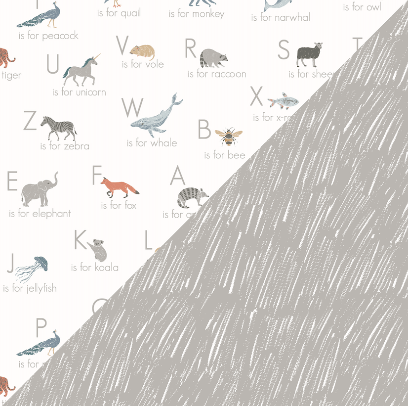 Muslin Swaddle Blanket Set Oh So Soft Animal Alphabet + Grey Crayon Swaddle Blanket Bebe au Lait