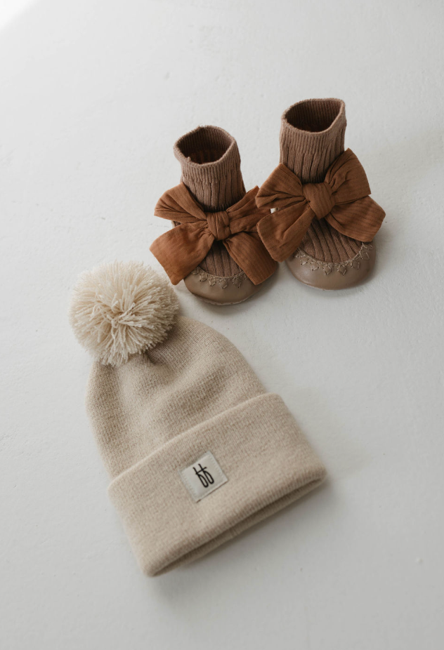 Ballerina Slipper Socks Baby clothing forever french baby Brown Small 0-3 Months