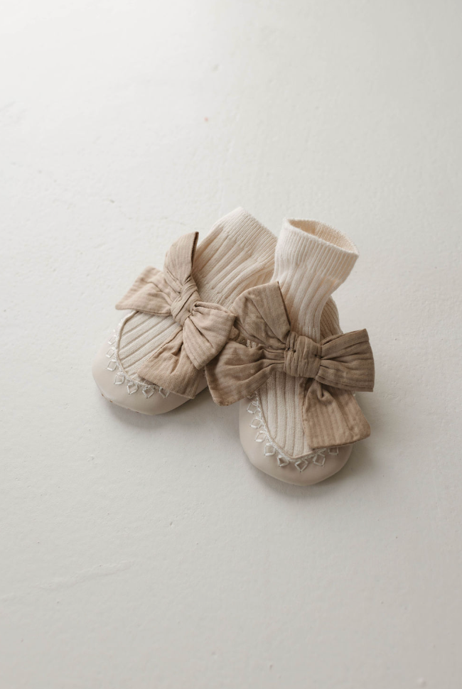 Ballerina Slipper Socks Baby clothing forever french baby Ivory Small 0-3 Months