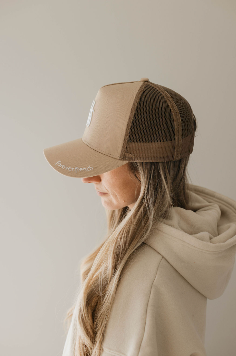 Adult Trucker Hat | ff Tan  forever french baby