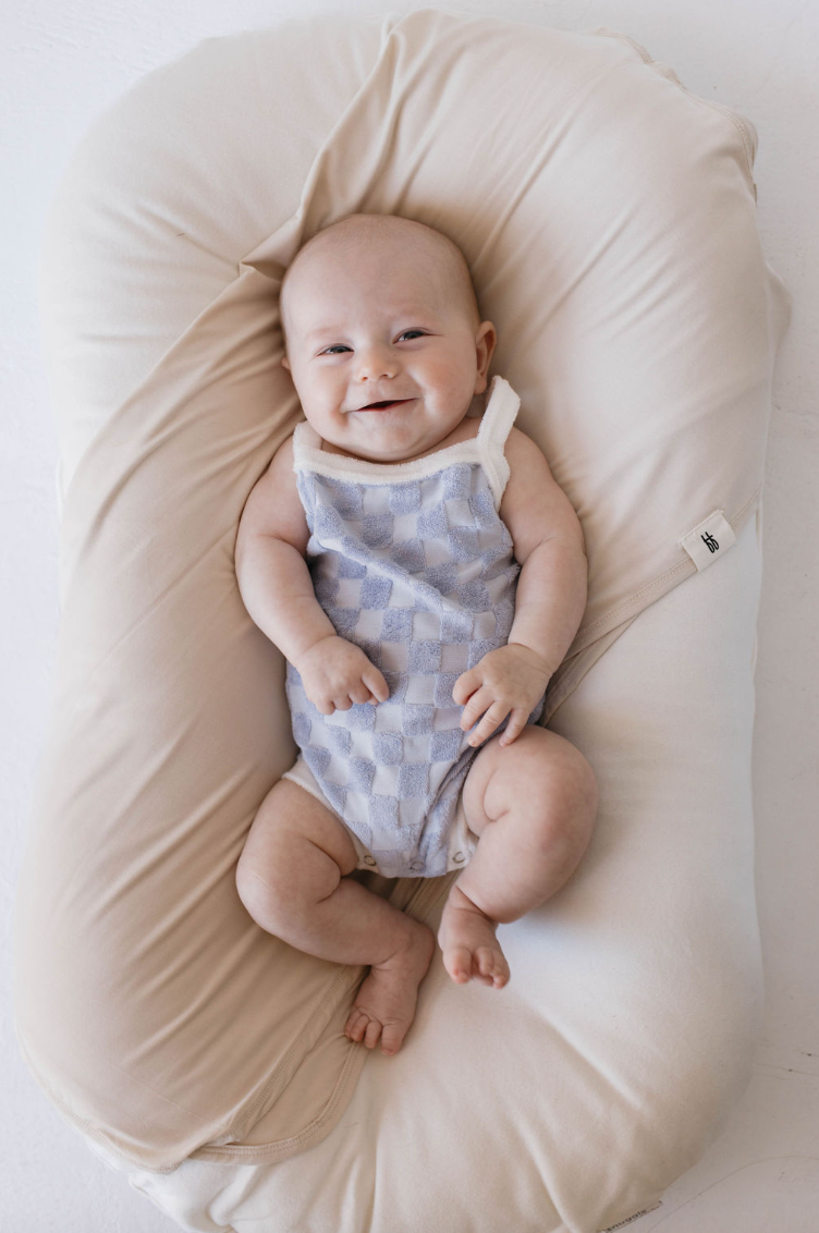 Terry Tank Bodysuit | Periwinkle Blue Checkerboard