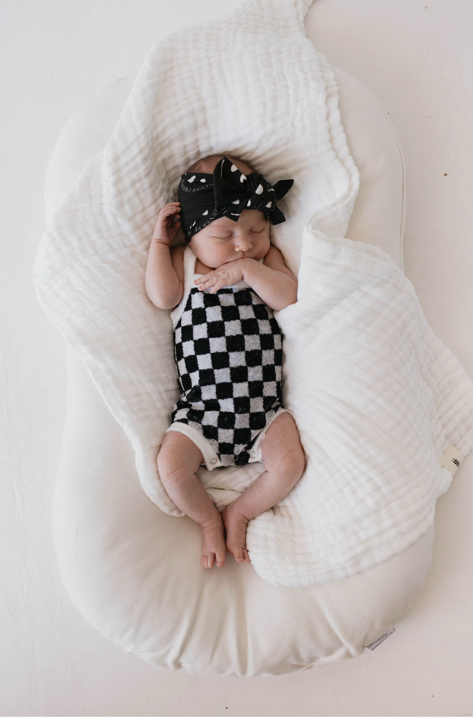 Bamboo Head Wrap | ff Charcoal & White Smile forever french baby