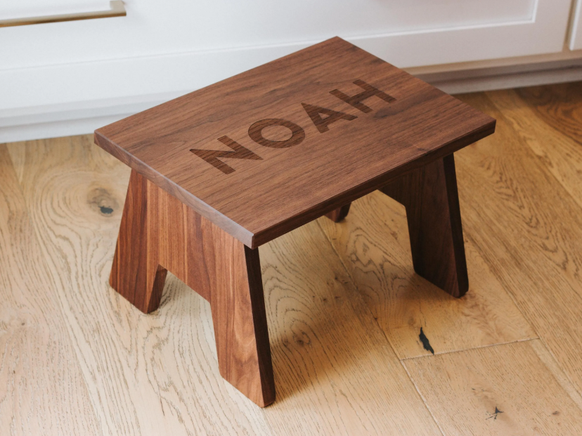 Personalized Children's Step Stool • Custom Engraved Wooden Stool • Custom Name Stool for Kids • Solid Walnut Wood • Montessori • USA Made