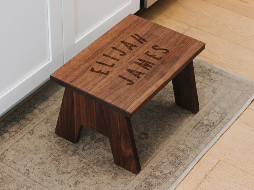 Personalized Children's Step Stool • Custom Engraved Wooden Stool • Custom Name Stool for Kids • Solid Walnut Wood • Montessori • USA Made