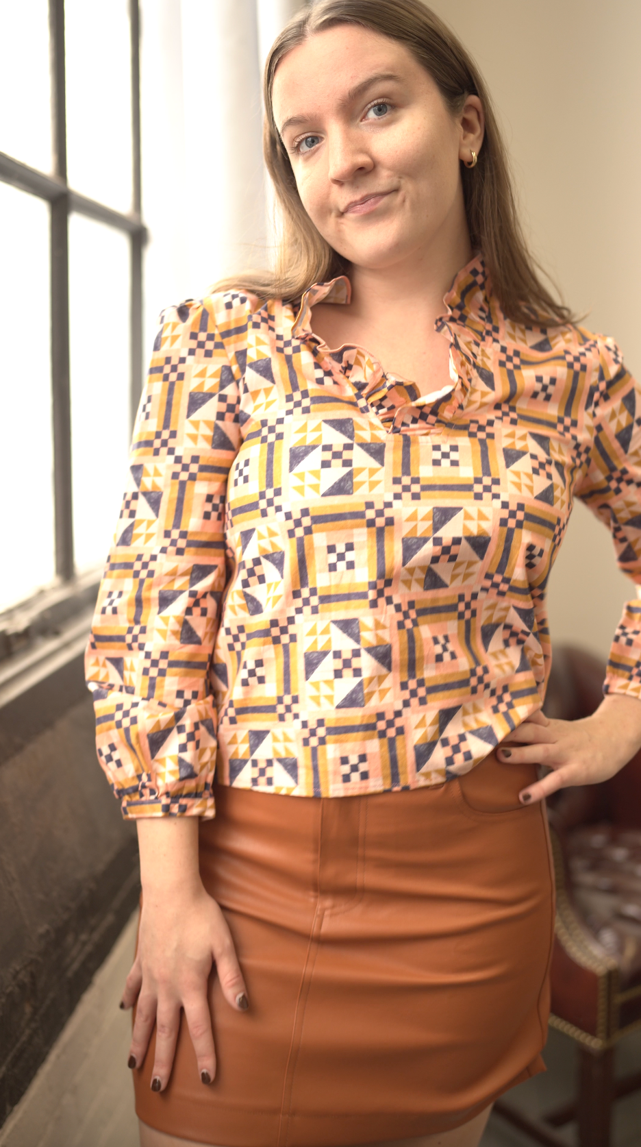 Gabrielle Top - Pink Tile