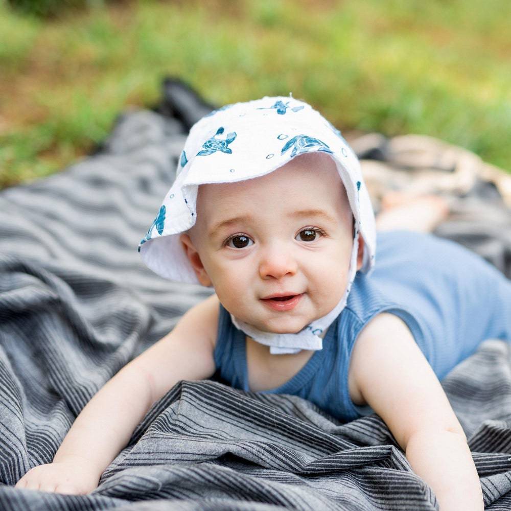 Sea Turtles Oh So Soft Muslin Sun Hat Sun Hat Bebe au Lait