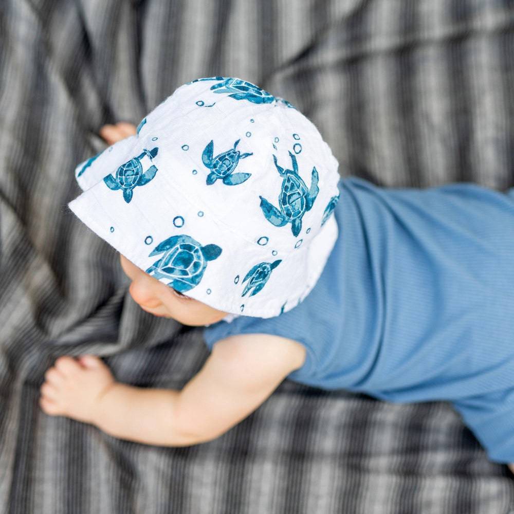 Sea Turtles Oh So Soft Muslin Sun Hat Sun Hat Bebe au Lait