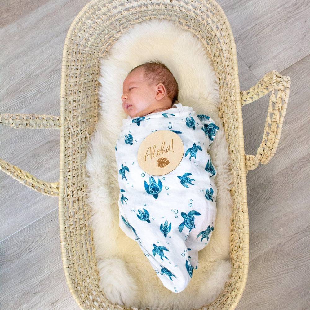 Muslin Swaddle Blanket Set Oh So Soft Surf + Sea Turtles Swaddle Blanket Bebe au Lait