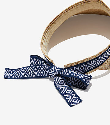 Straw Visor with Ribbon