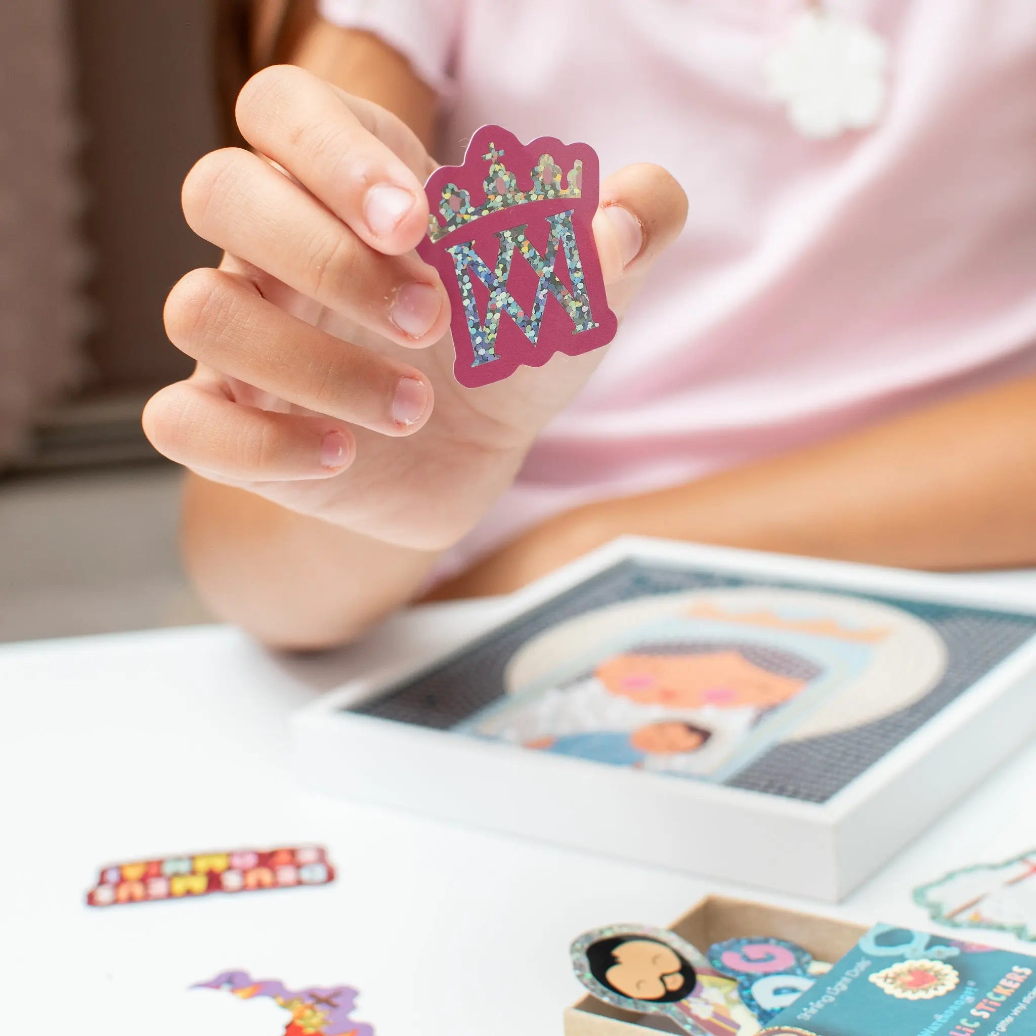 Catholic Holographic Glitter Vinyl Sticker 24 Pack Box