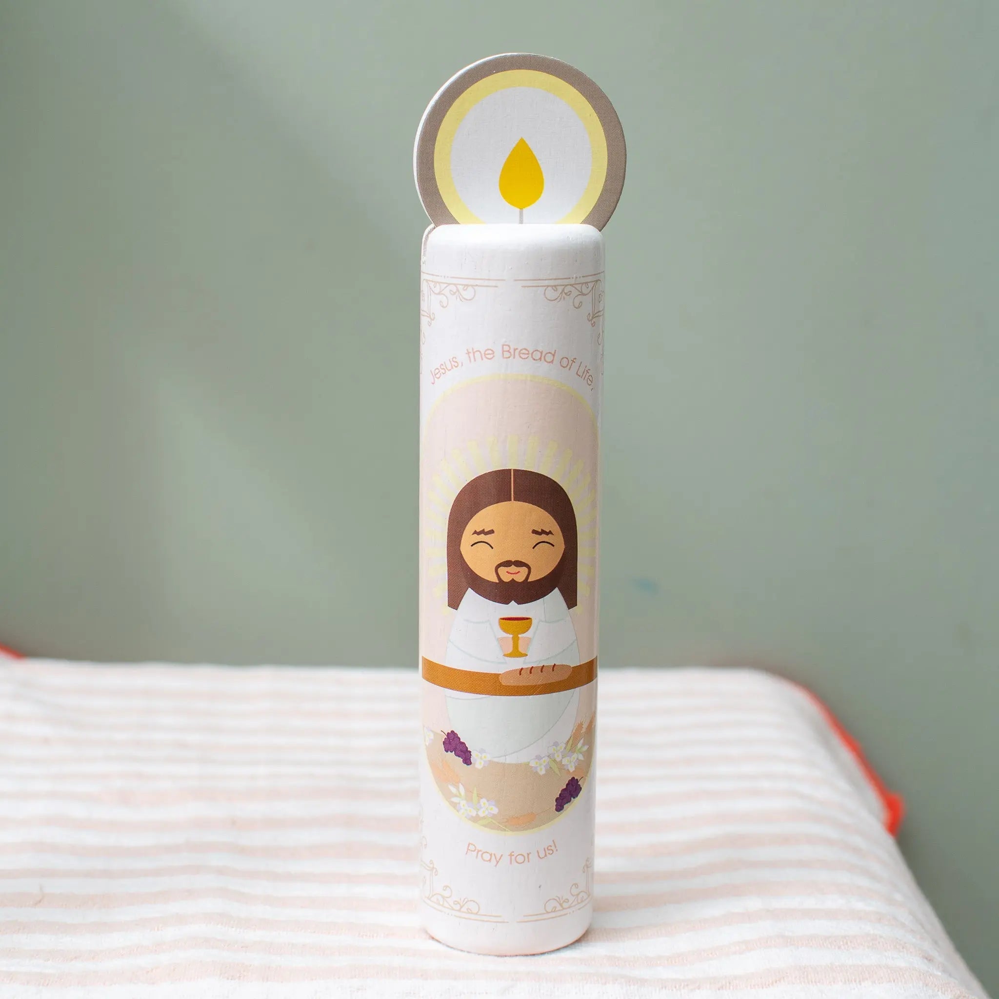 Jesus, the Bread of Life (Anima Christi) Wooden Prayer Candle
