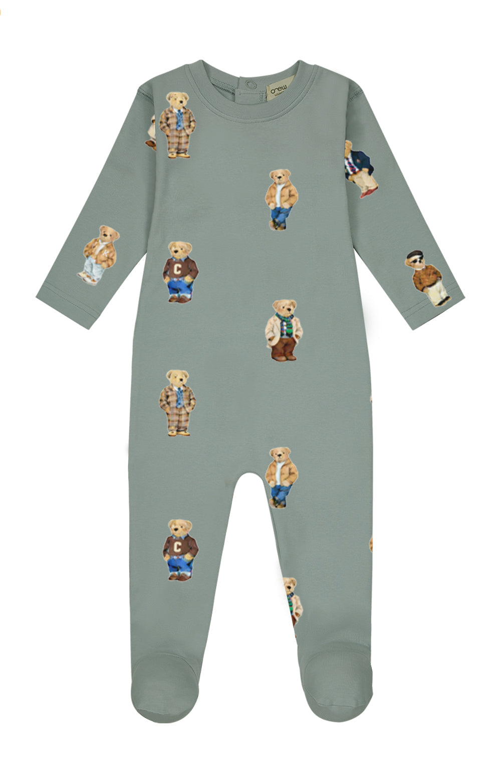 Teddy Pattern Lounge Footie - Jade