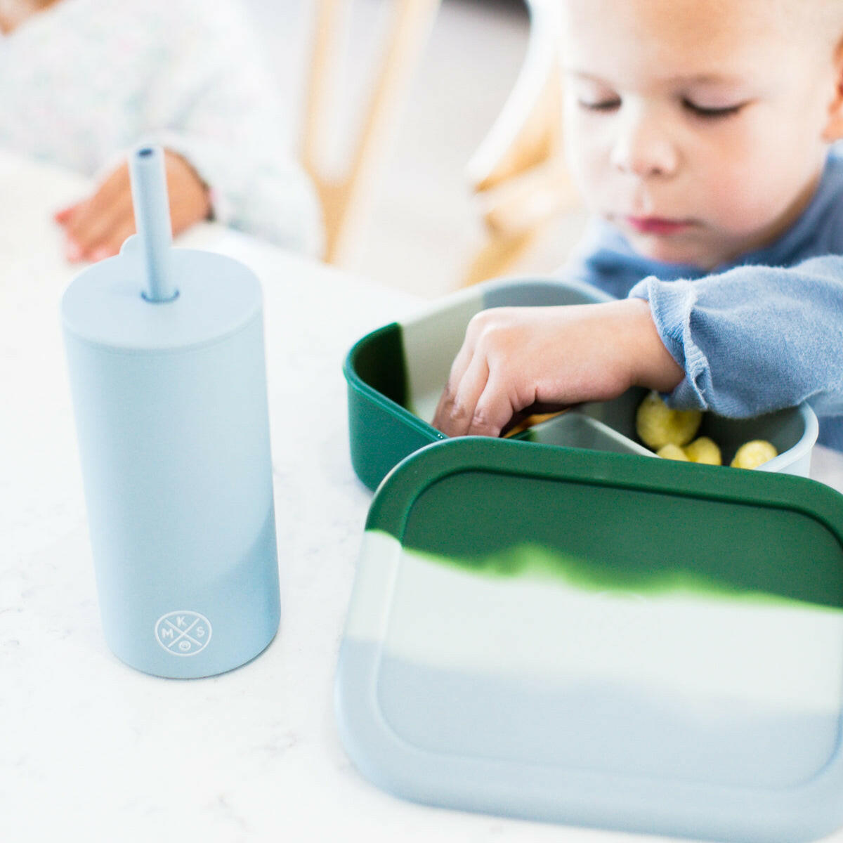Silicone Bento Lunch & Snack Box for kids & adults Marble Green Lunch Boxes & Totes MKS Miminoo