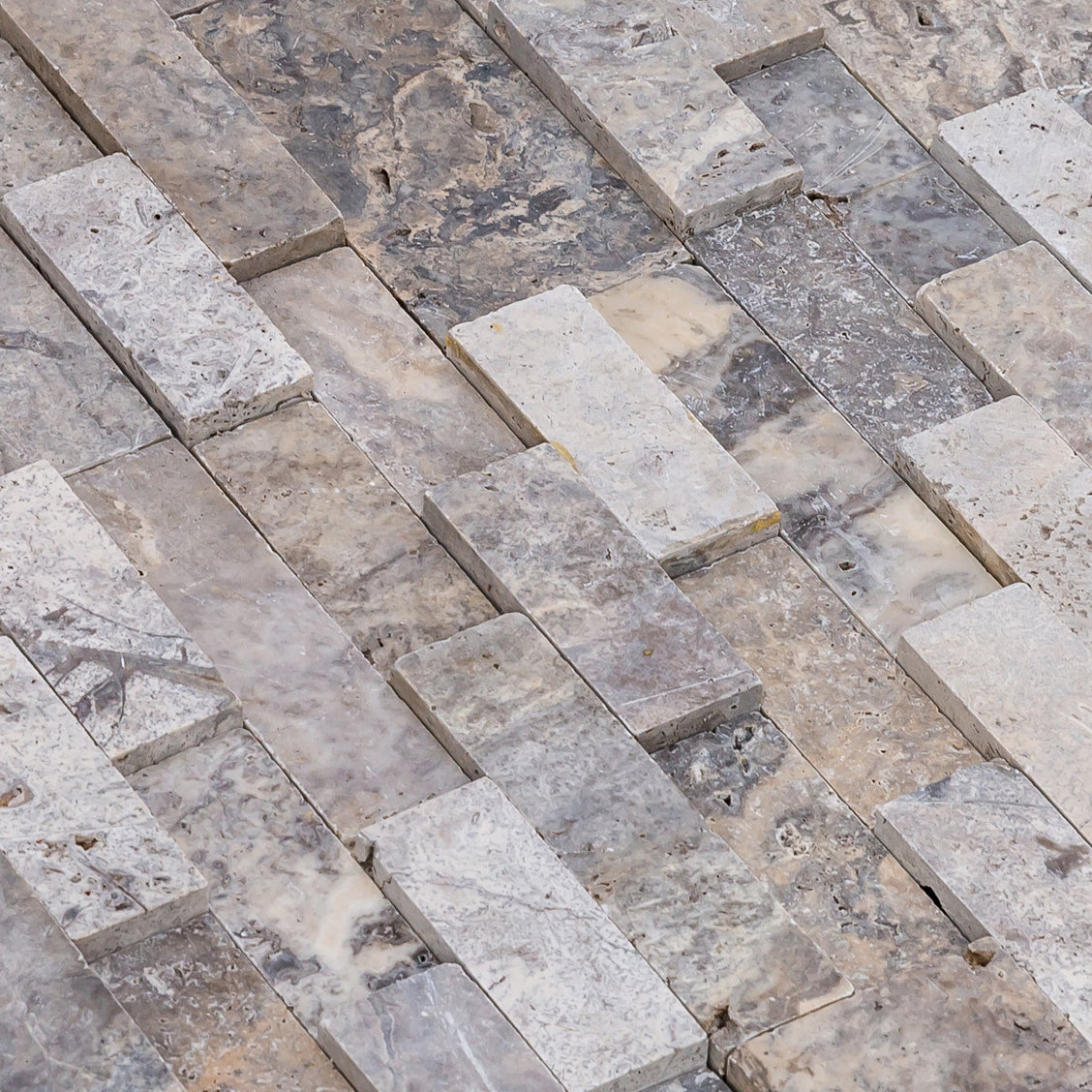 Silver Ledger 3D Panel 6"x24" Natural Travertine Wall Tile - Belair Collection