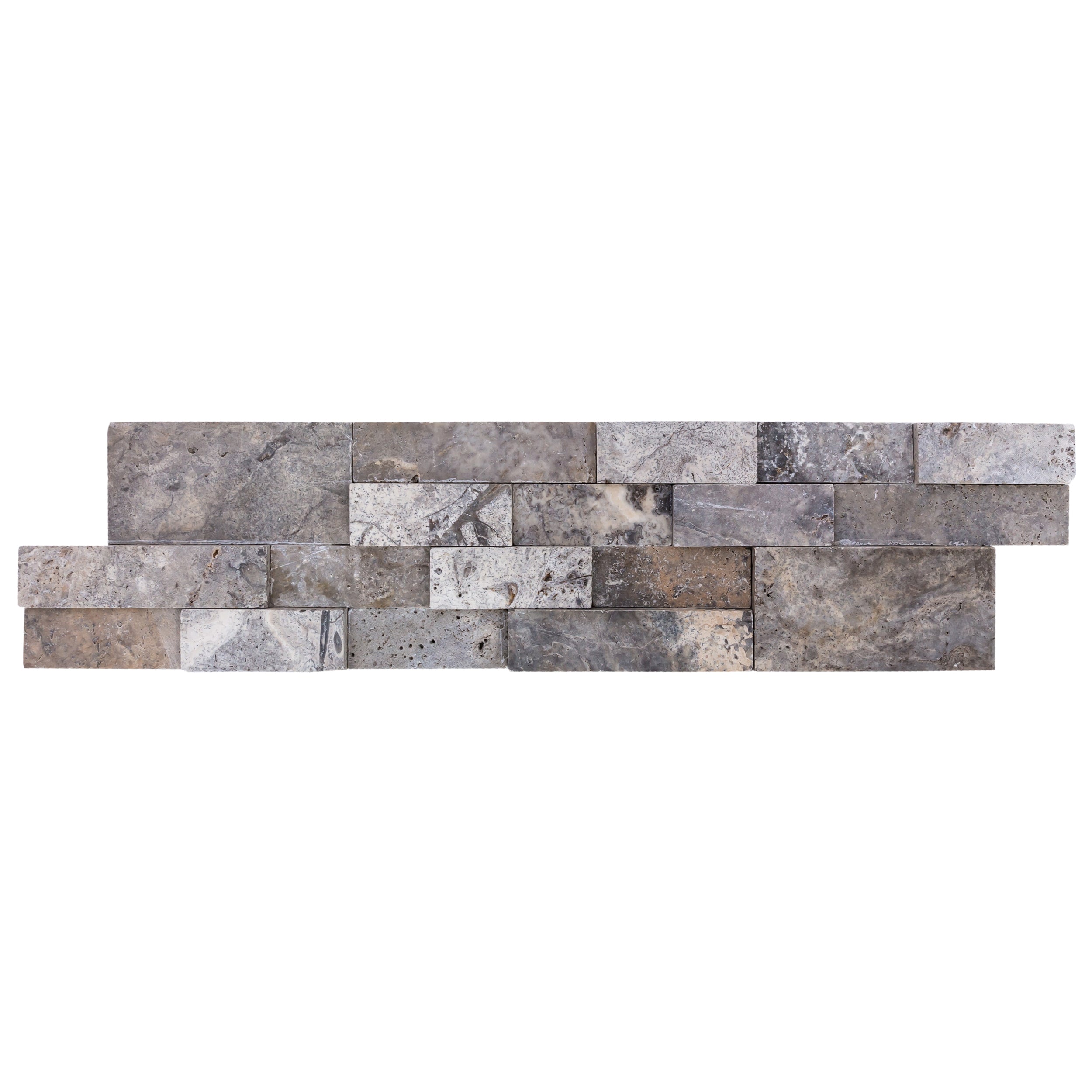 Silver Ledger 3D Panel 6"x24" Natural Travertine Wall Tile - Belair Collection