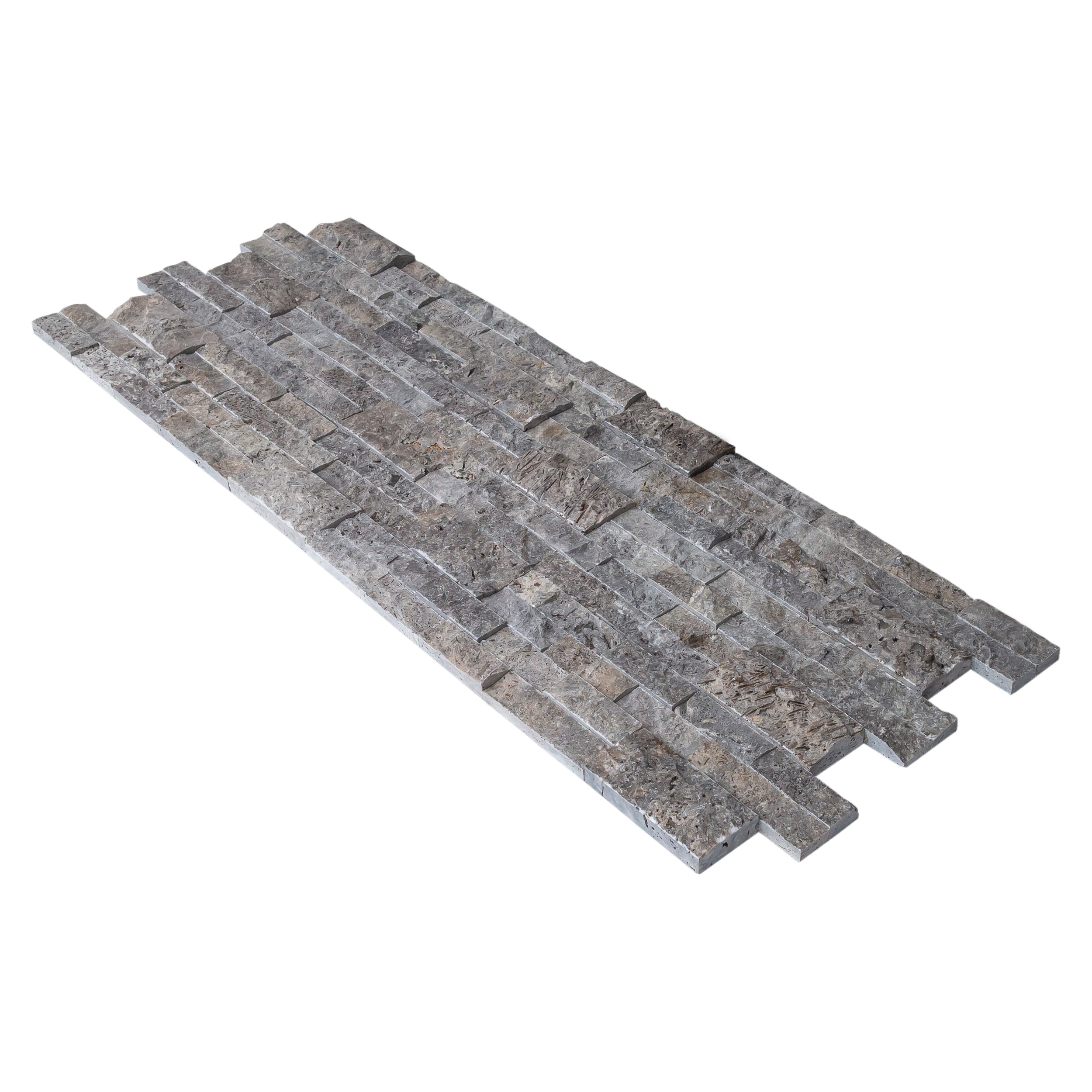 Silver Ledger 3D Panel 6"x24" Natural Travertine Wall Tile - Belair Collection