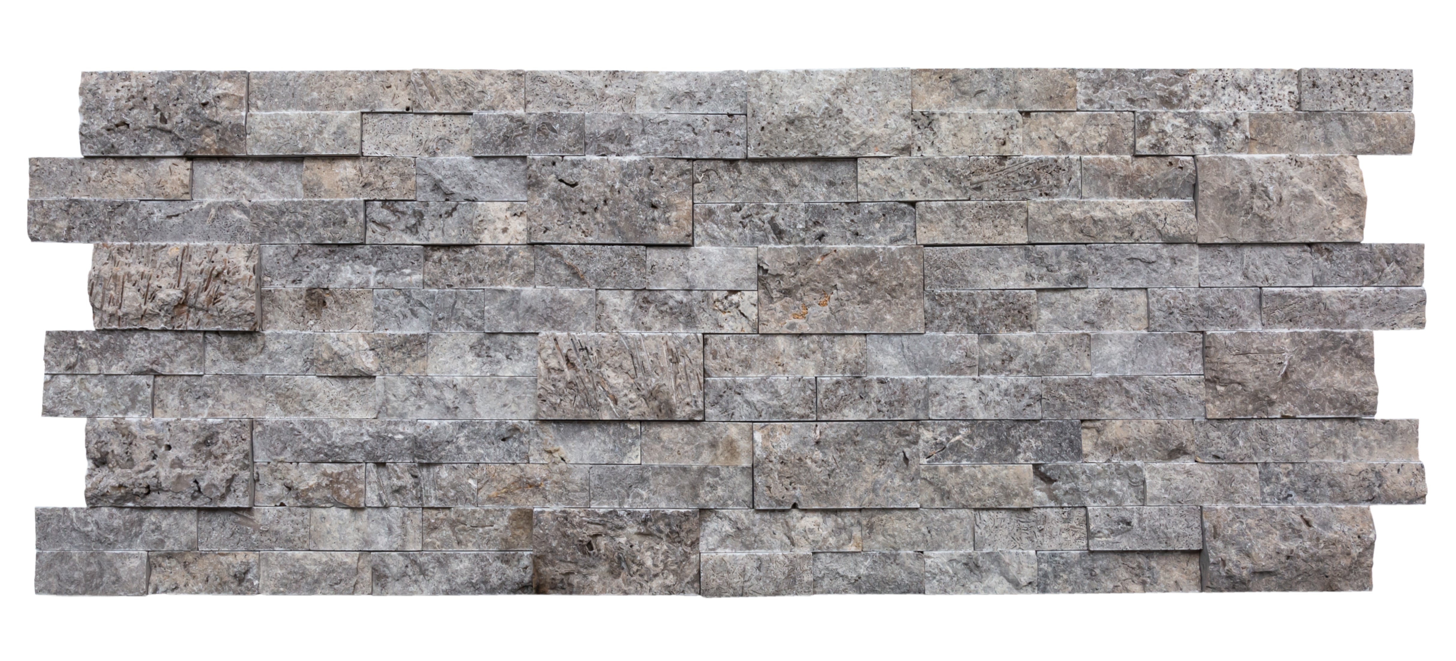 Silver Ledger 3D Panel 6"x24" Natural Travertine Wall Tile - Belair Collection