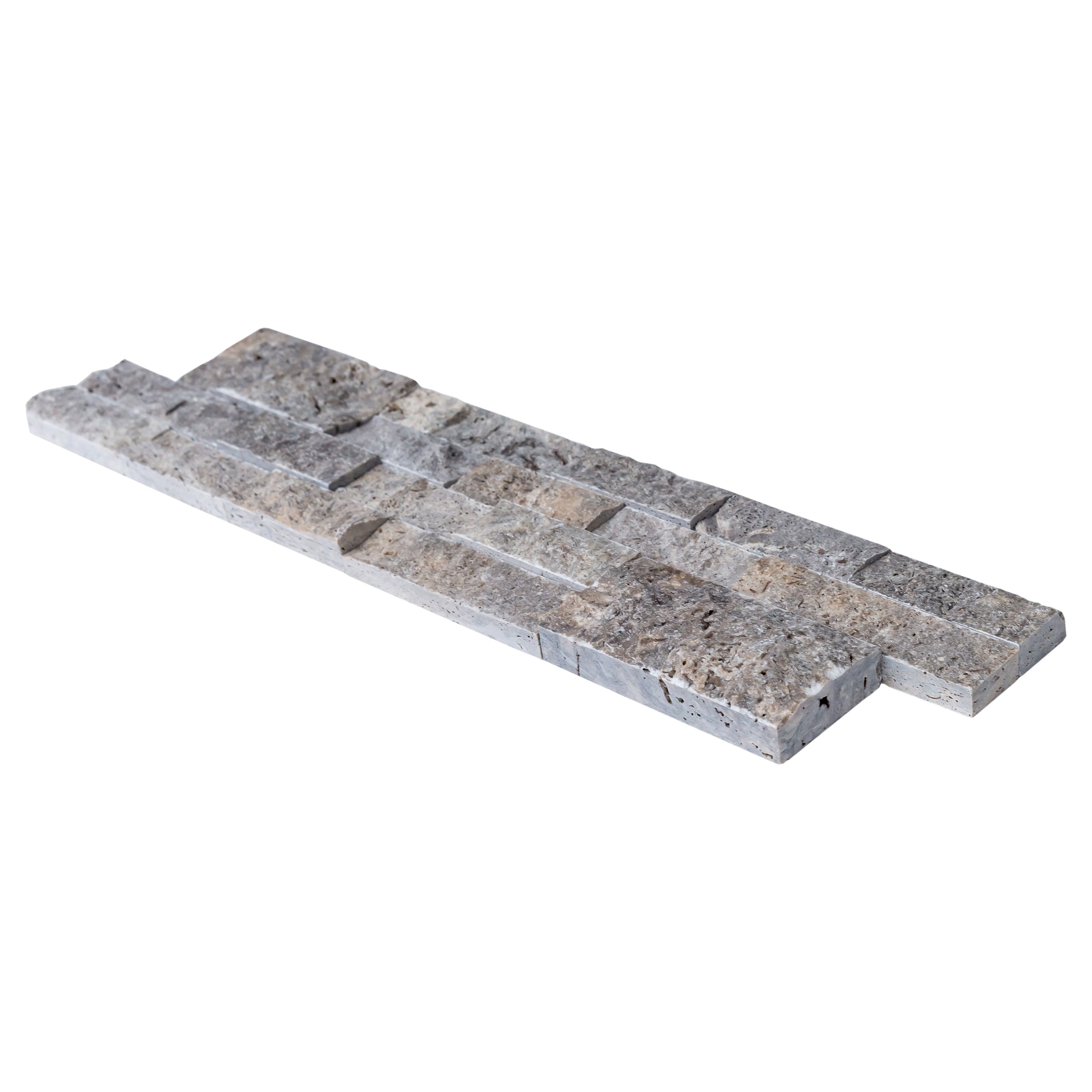 Silver Ledger 3D Panel 6"x24" Natural Travertine Wall Tile - Belair Collection