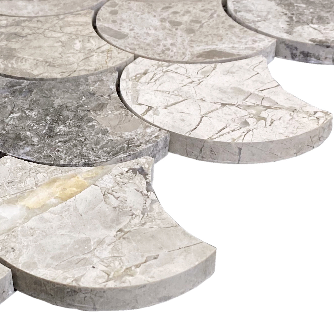Silver Shadow Marble Laguna on 12" x 12" Mesh Mosaic Tile - Belair Collection
