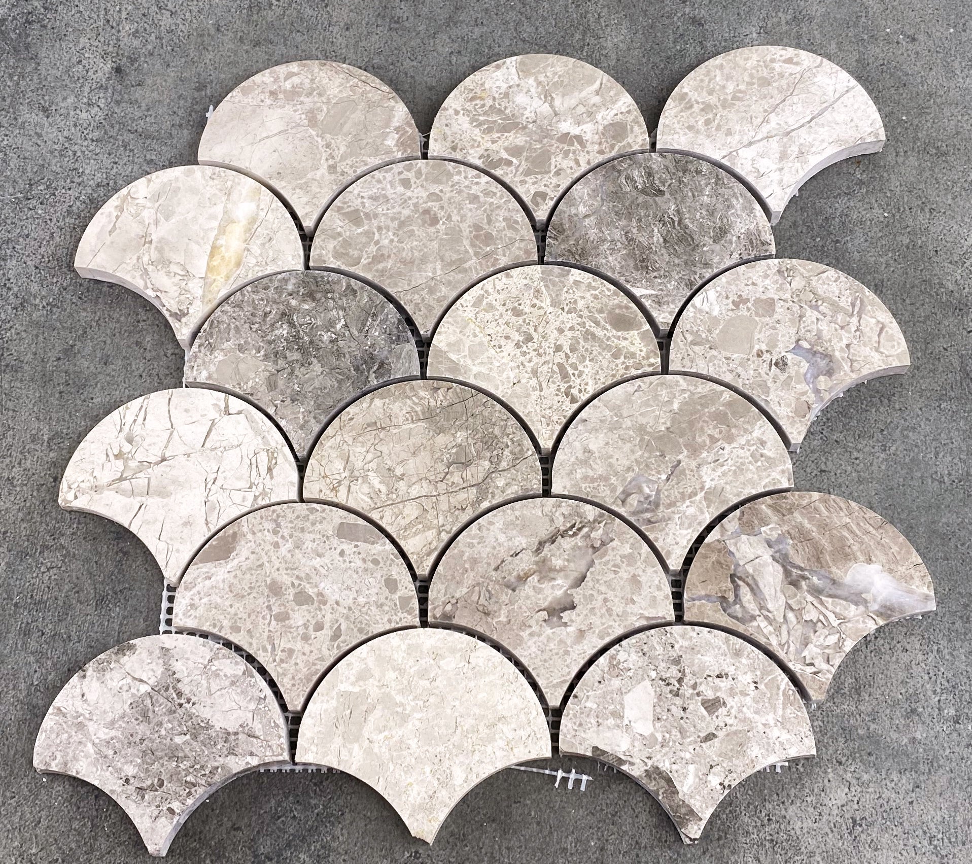 Silver Shadow Marble Laguna on 12" x 12" Mesh Mosaic Tile - Belair Collection