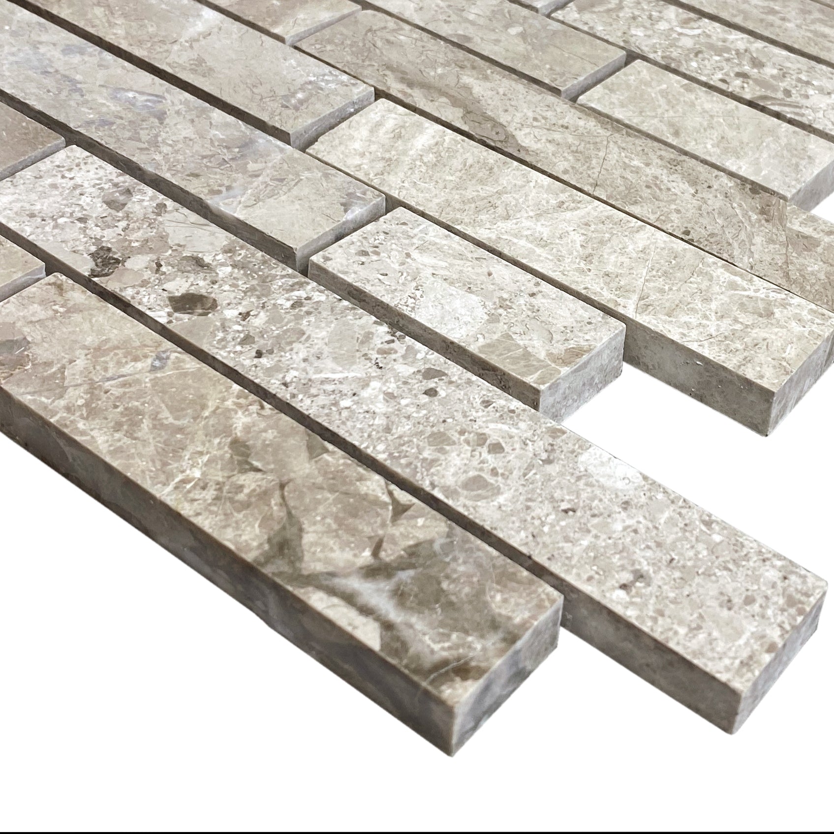 Silver Shadow Marble Liner on 12" x 12" Mesh Mosaic Tile - Belair Collection