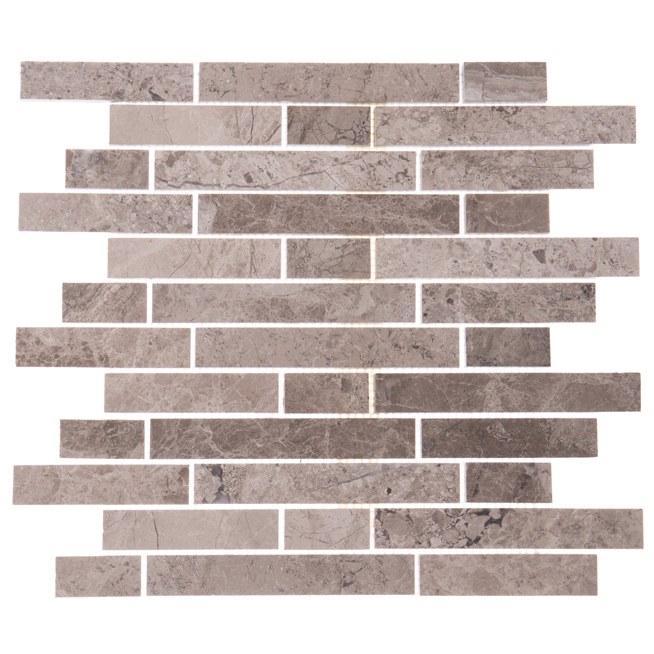 Silver Shadow Marble Liner on 12" x 12" Mesh Mosaic Tile - Belair Collection