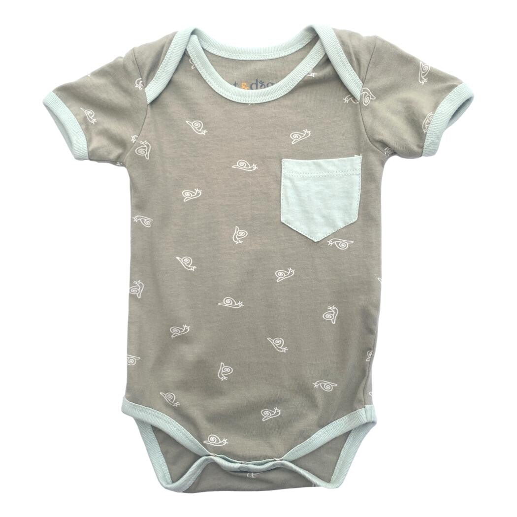 GOTS Certified Organic Cotton Short Sleeve Bodysuit - Freshwater Snail