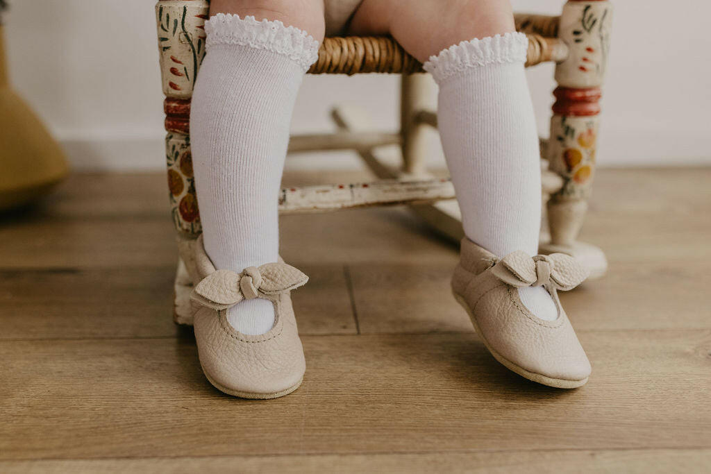 Latte & Flax BELLA JANES Shoes Baby and Toddler Baby Shoes Starry Knight Design Flax (right) 00 ( tiny) 3.65"