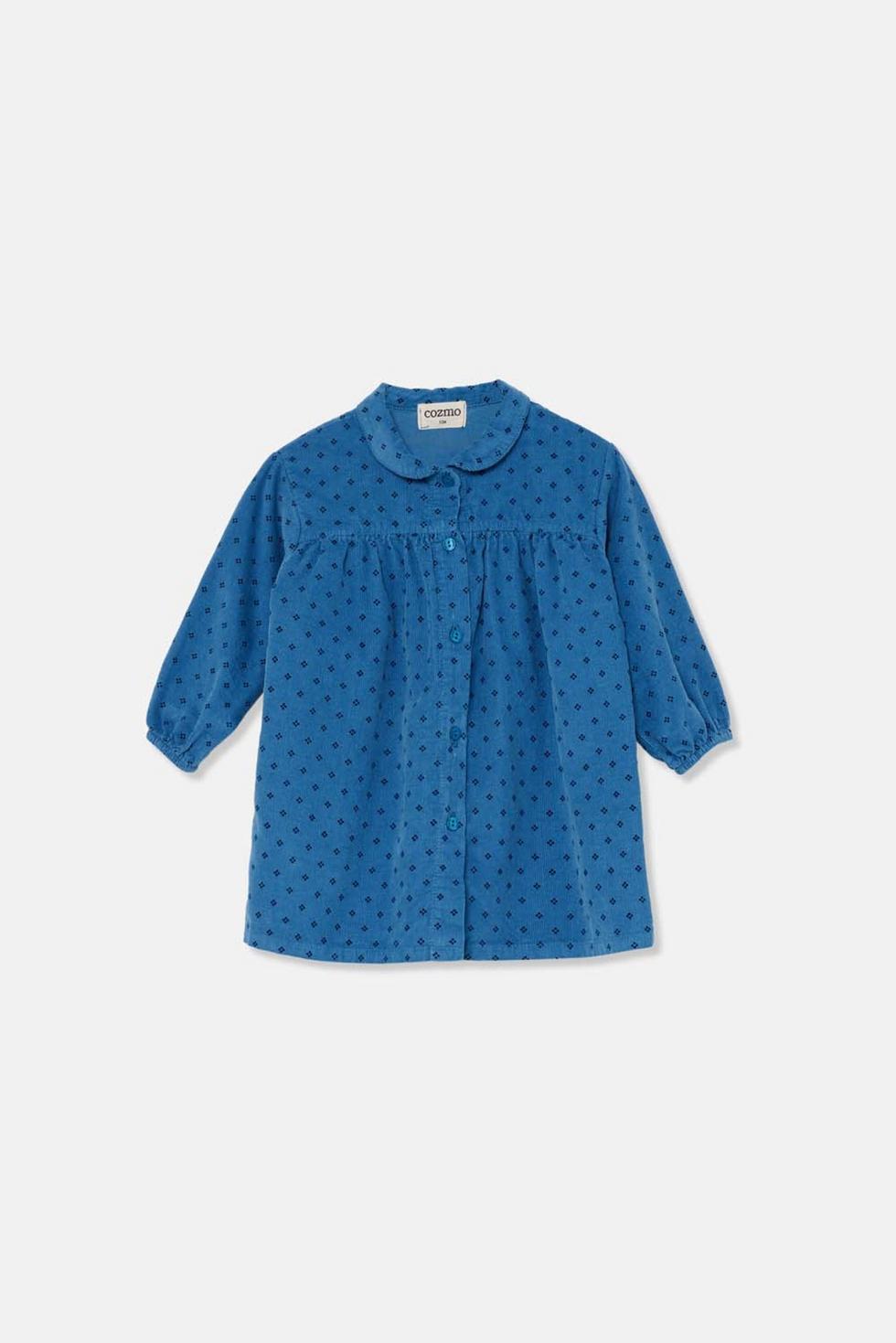 Corduroy Baby Dress Flakes - Blue
