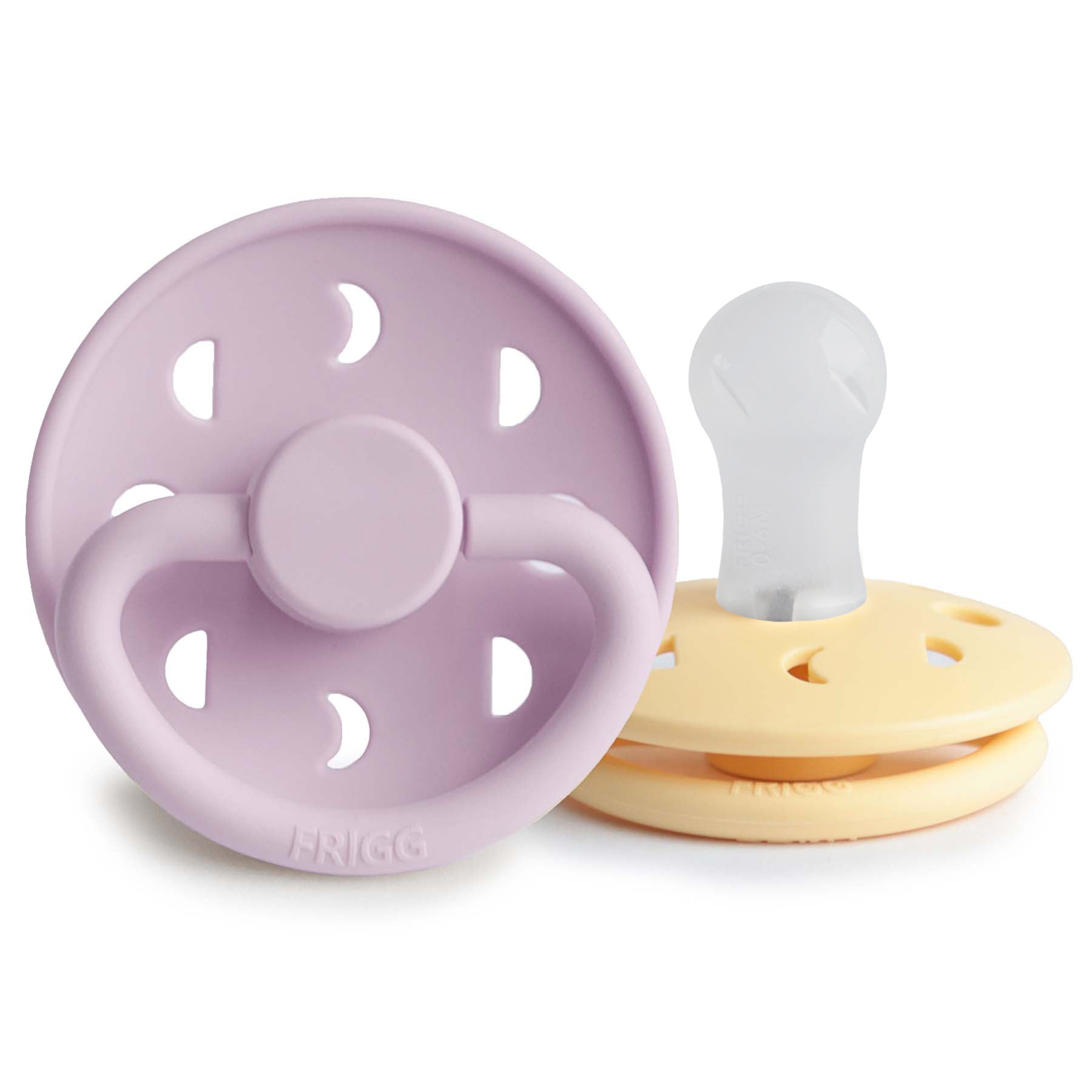 FRIGG Moon Silicone Pacifier 2-Pack FRIGG PACIFIERS Mushie Soft Lilac/Daffodil 0-6 months