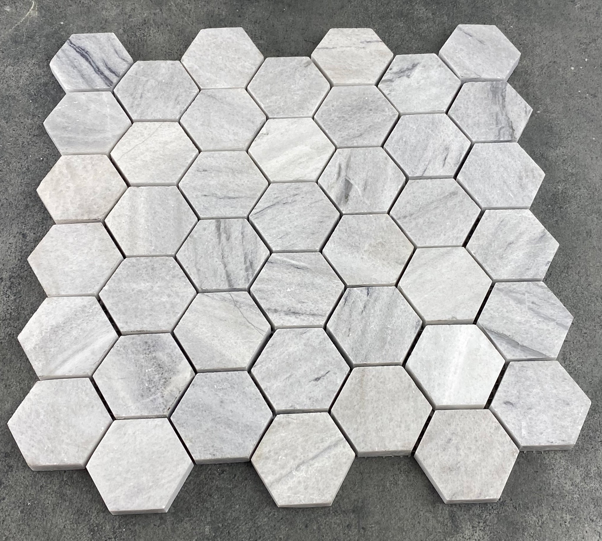 Solto White Marble 2" Hexagon on 12" x 12" Mesh Mosaic Tile - Belair Collection