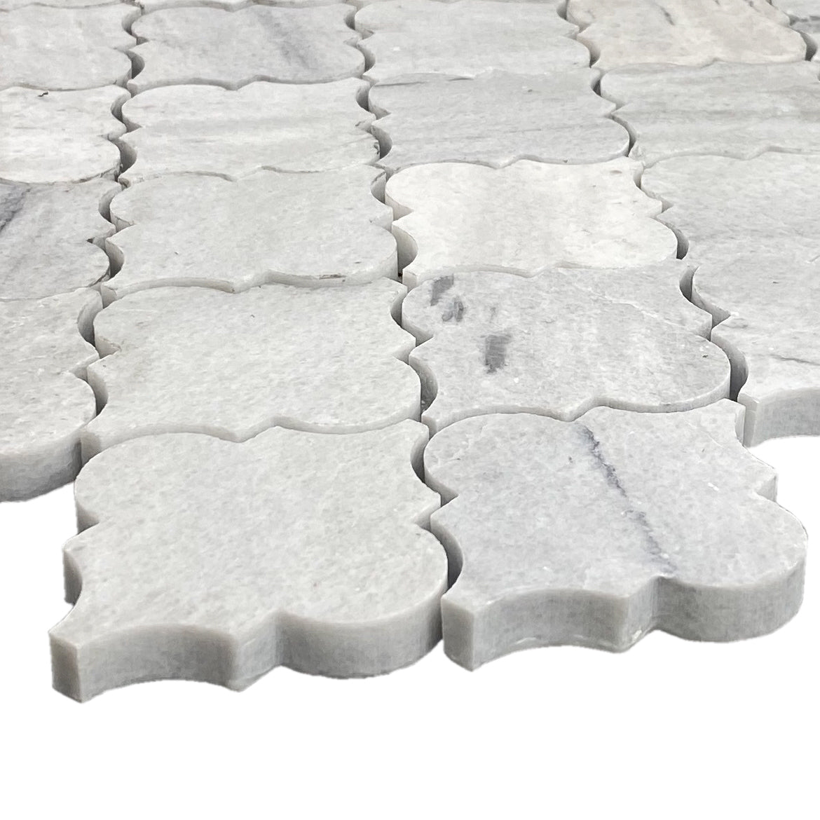 Solto White Marble Casablanca on 12" x 12" Mesh Mosaic Tile - Belair Collection