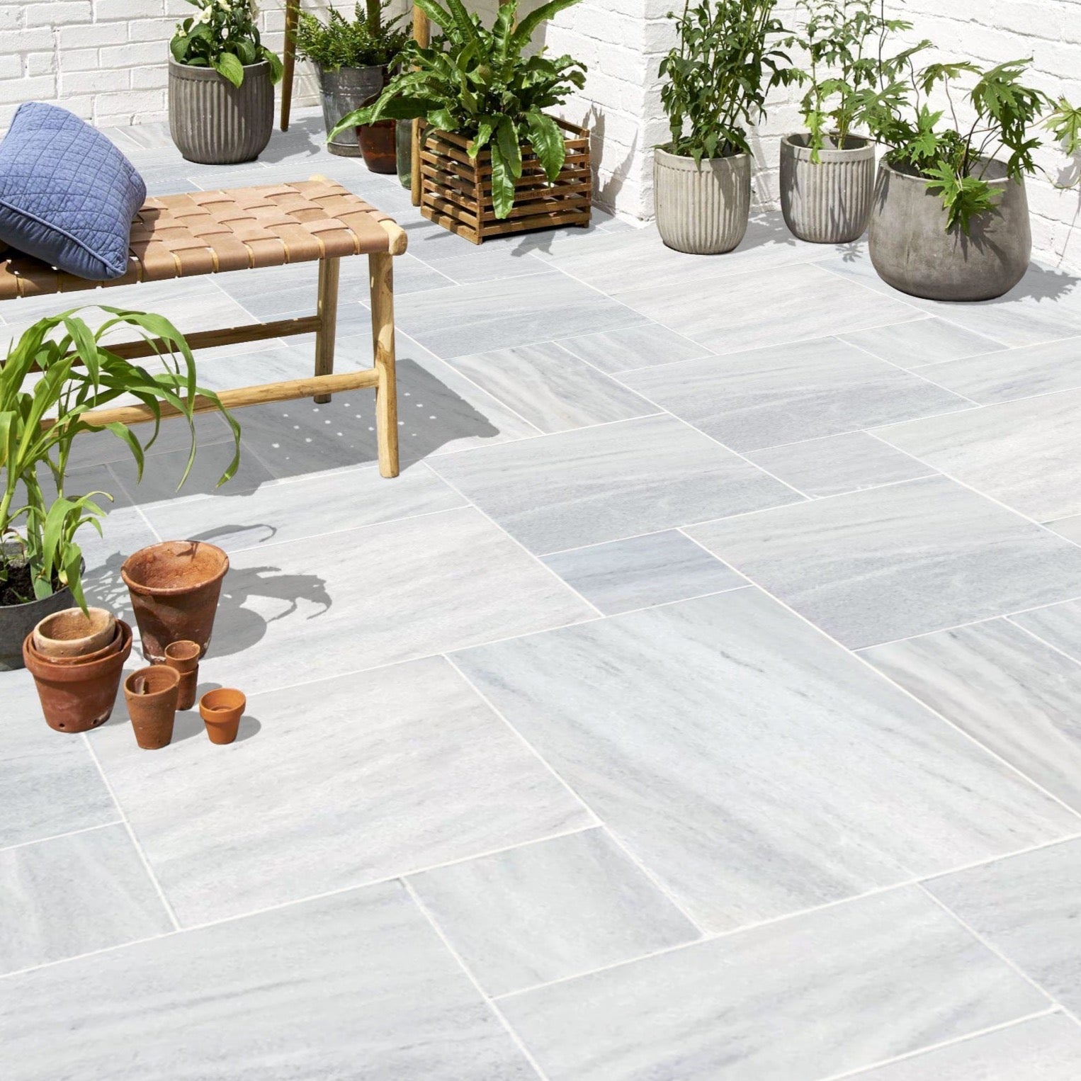 Solto White Marble Pattern Tumbled Pavers - Belair Collection