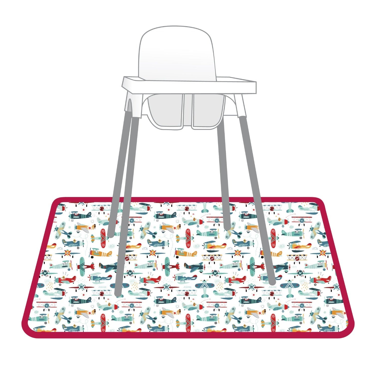 Retro Airplanes Splash Mat - A Waterproof Catch-All for Highchair Spills and More!  BapronBaby