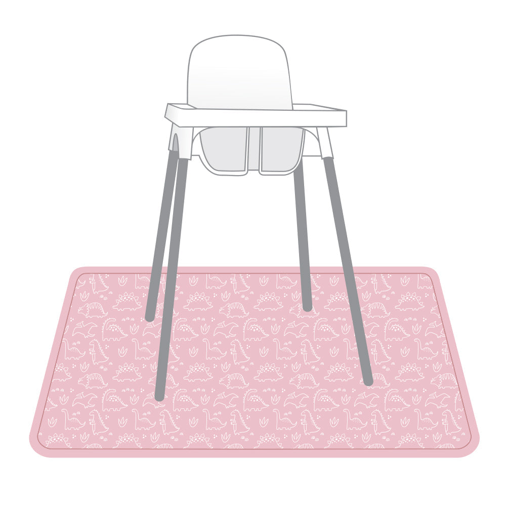 Dino Friends - Blush Splash Mat - A Waterproof Catch-All for Highchair Spills and More!  BapronBaby