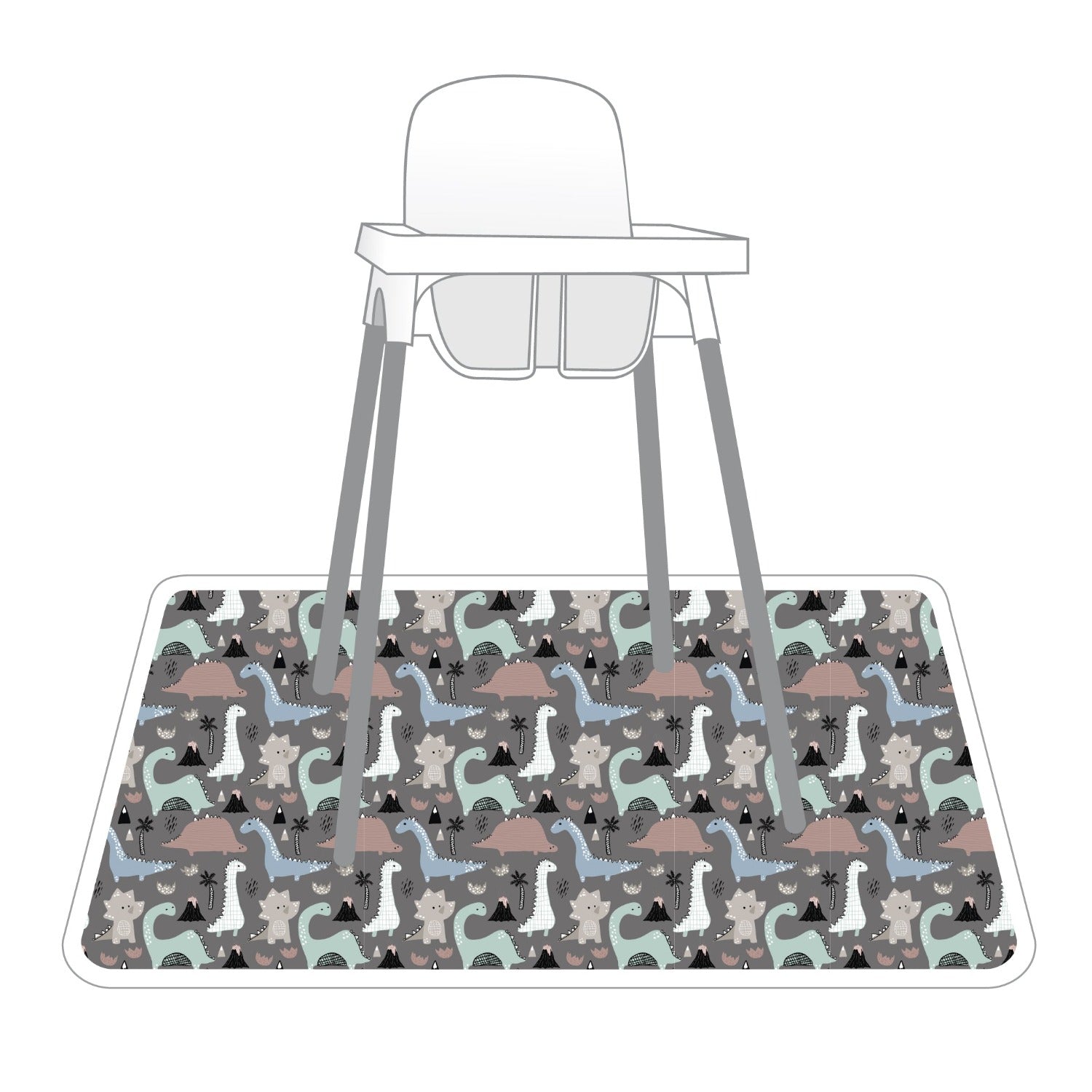 Dinosaur Drawing Splash Mat - A Waterproof Catch-All for Highchair Spills and More!  BapronBaby