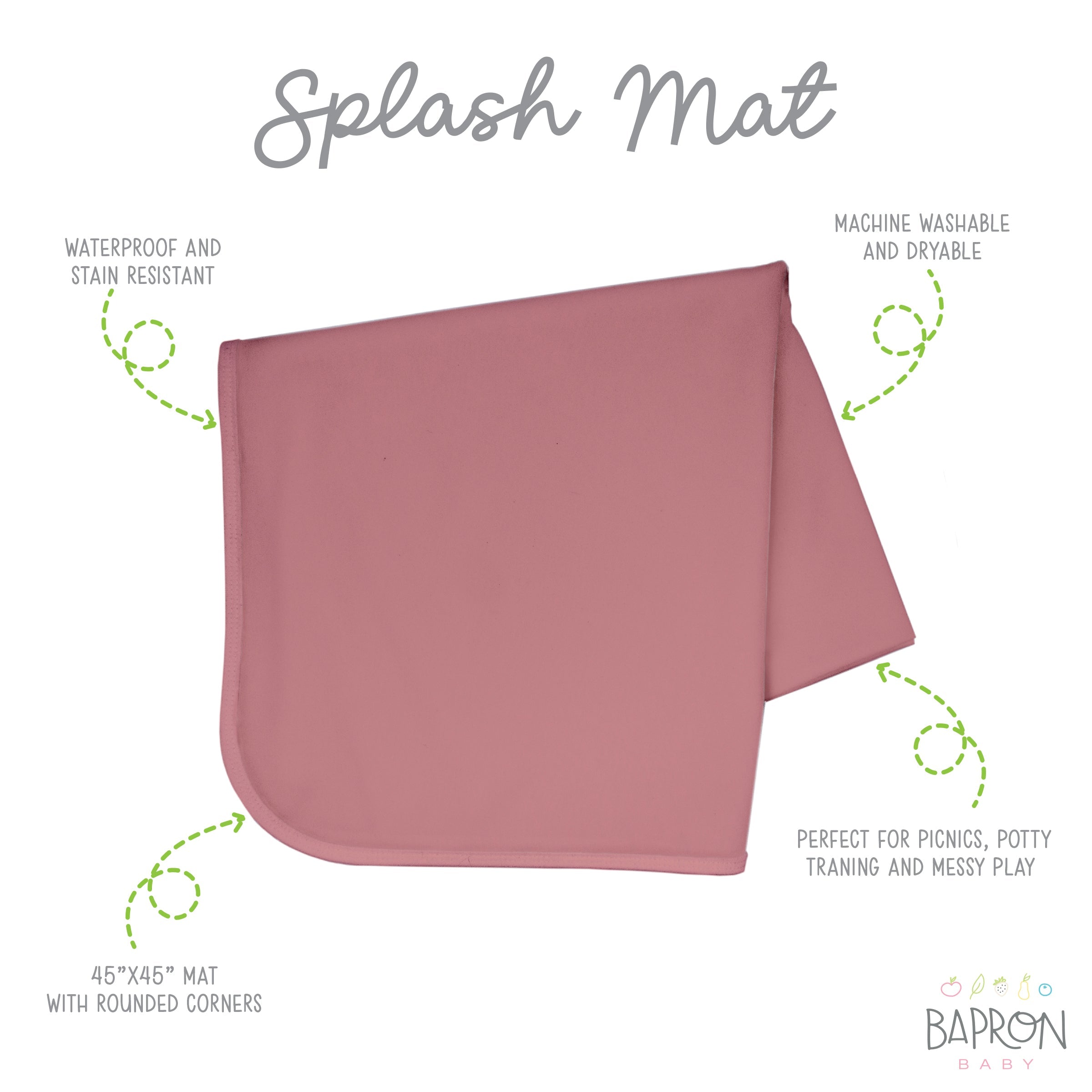 Solid Blush Minimalist Splash Mat - A Waterproof Catch-All for Highchair Spills and More!  BapronBaby