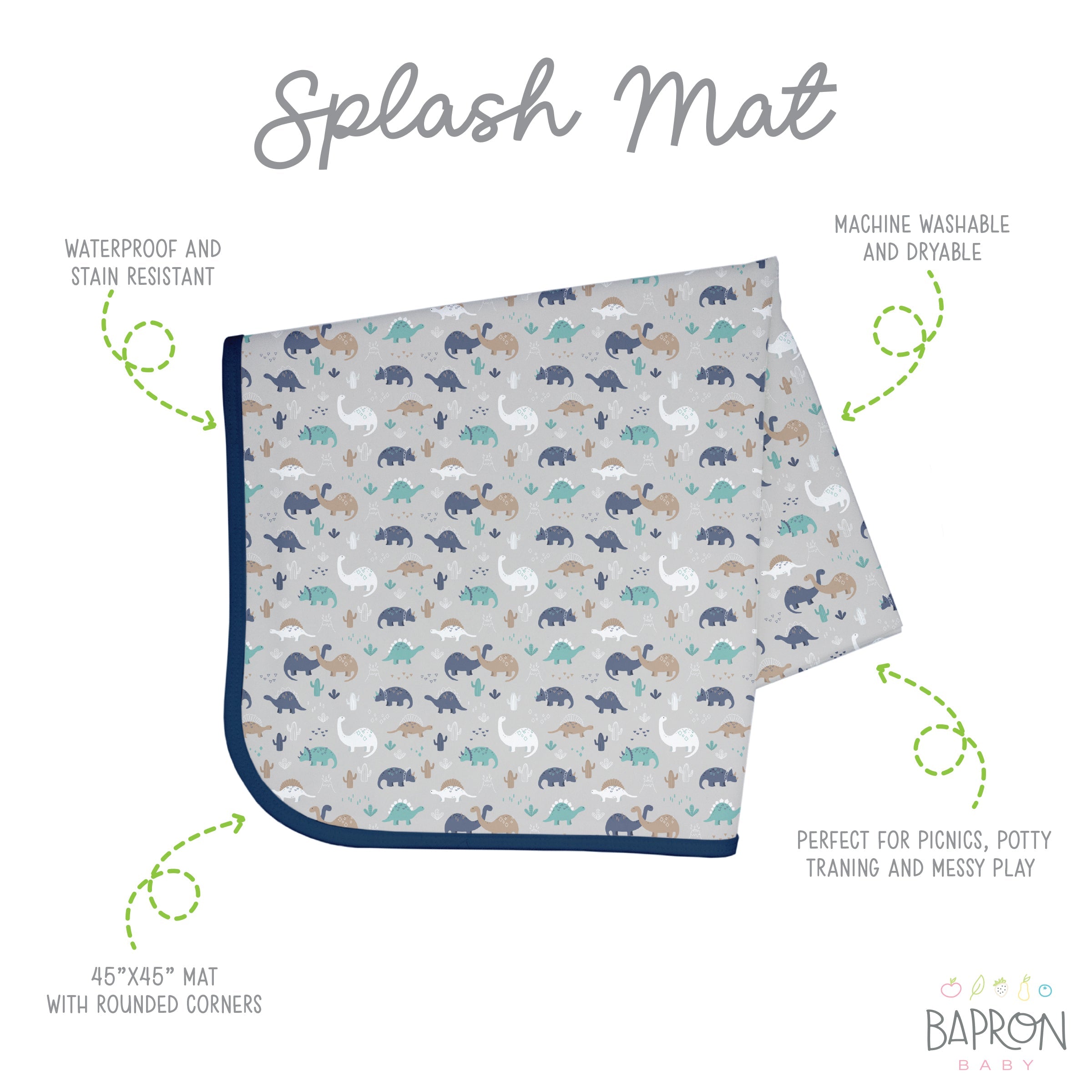 Desert Dinos Splash Mat - A Waterproof Catch-All for Highchair Spills and More!  BapronBaby