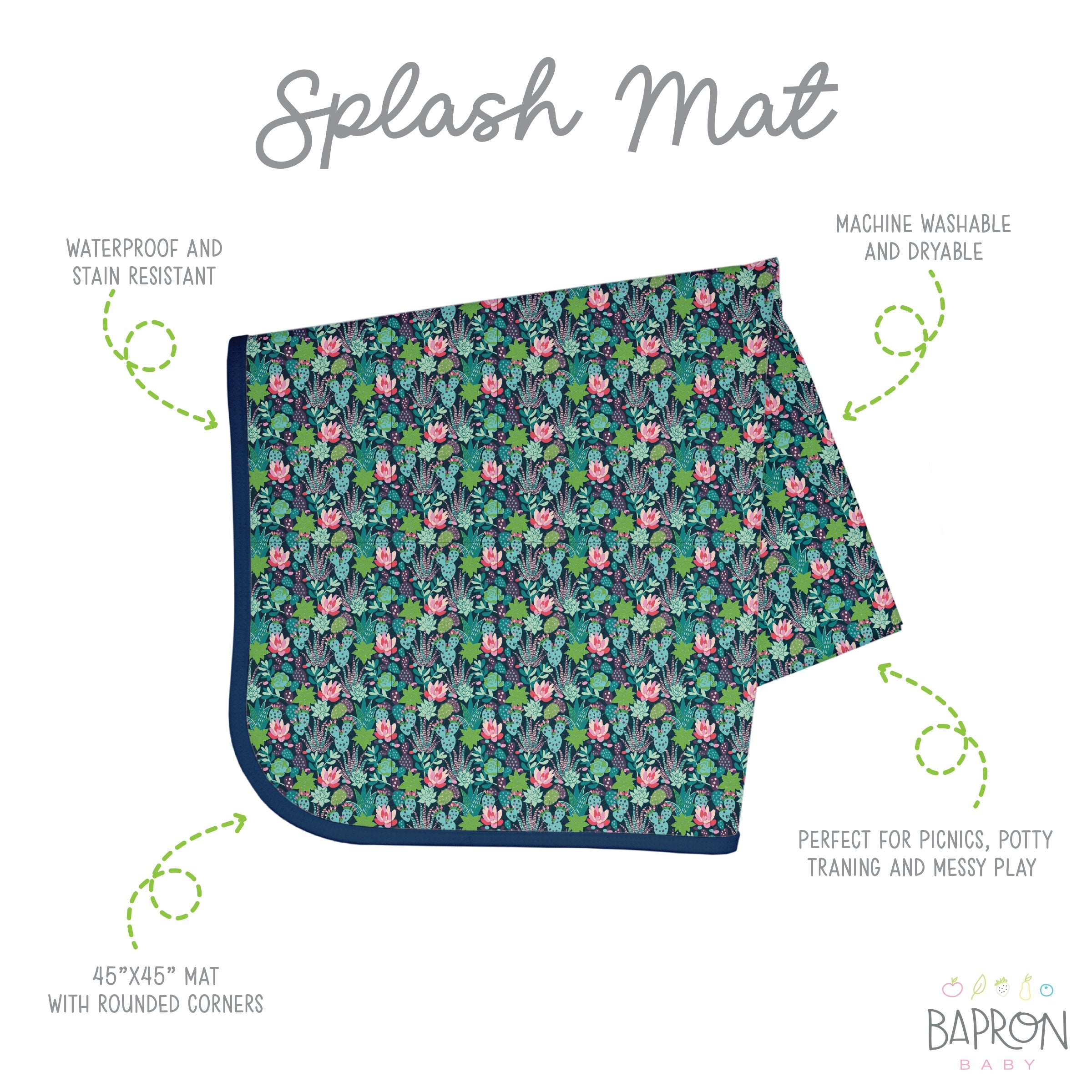 Desert Floral Splash Mat - A Waterproof Catch-All for Highchair Spills and More!  BapronBaby
