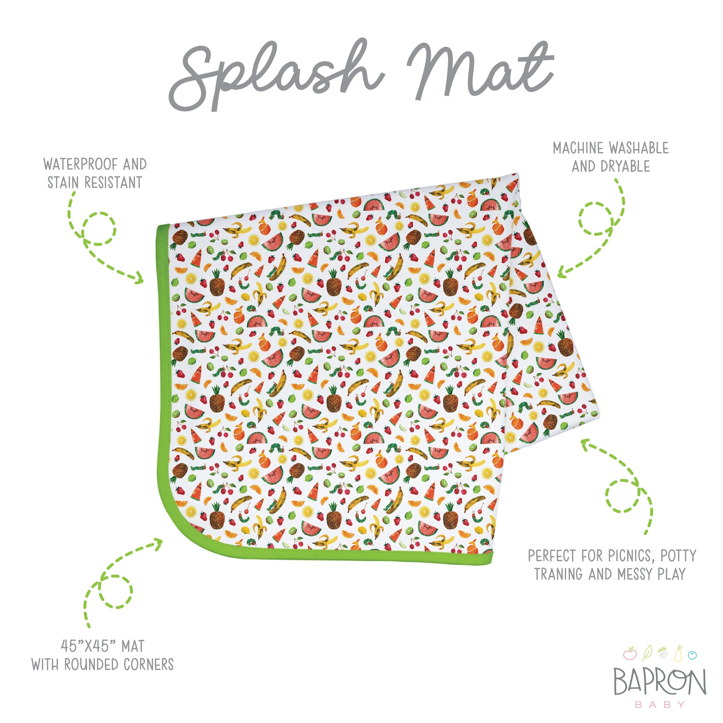 Tropical Fruit Splash Mat - from the World Of Eric Carle - A Waterproof Catch-All for Highchair Spills and More!  BapronBaby