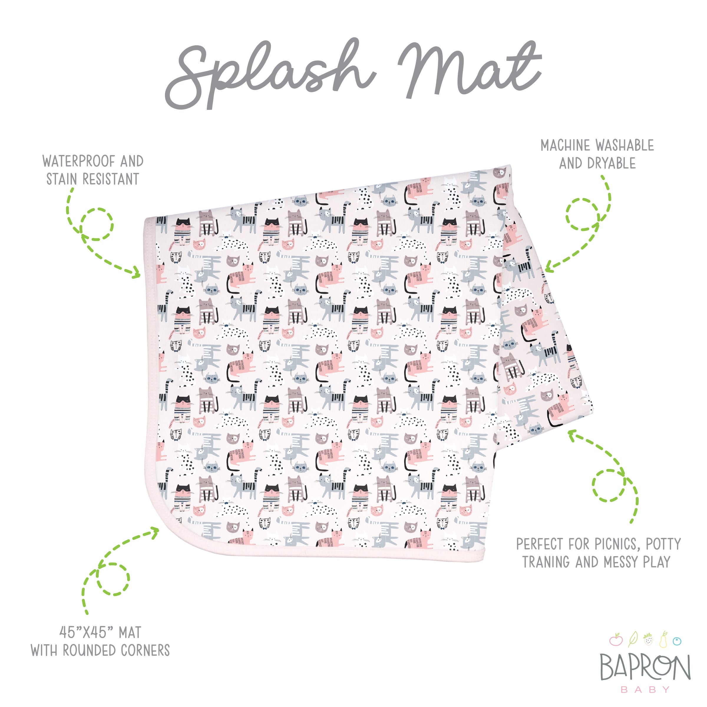 Kitty Splash Mat - A Waterproof Catch-All for Highchair Spills and More!  BapronBaby