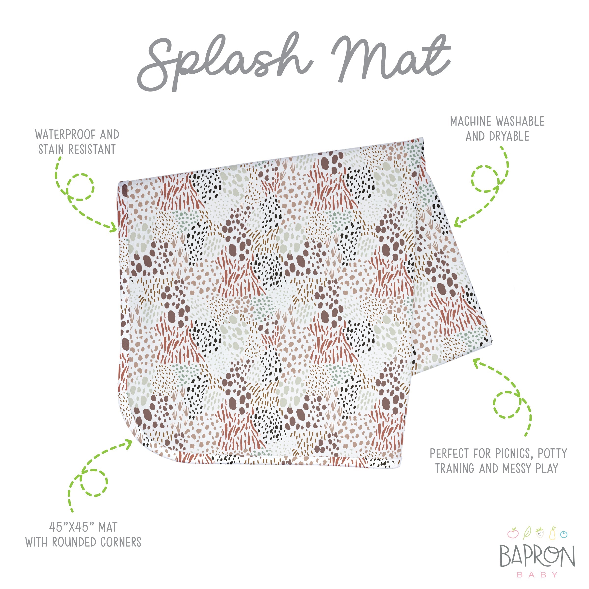 Wild Splash Mat - A Waterproof Catch-All for Highchair Spills and More!  BapronBaby
