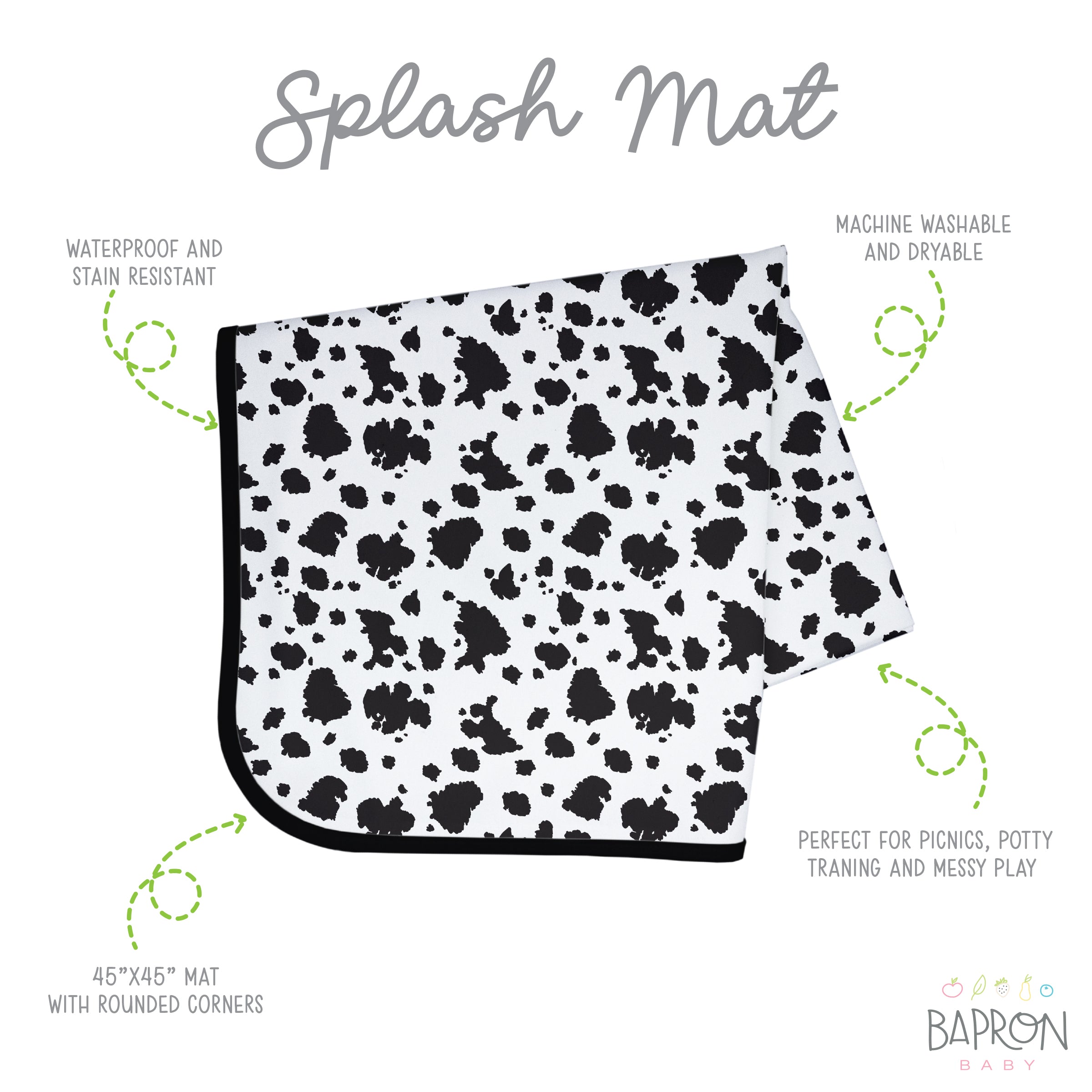 Cowhide Splash Mat - A Waterproof Catch-All for Highchair Spills and More!  BapronBaby