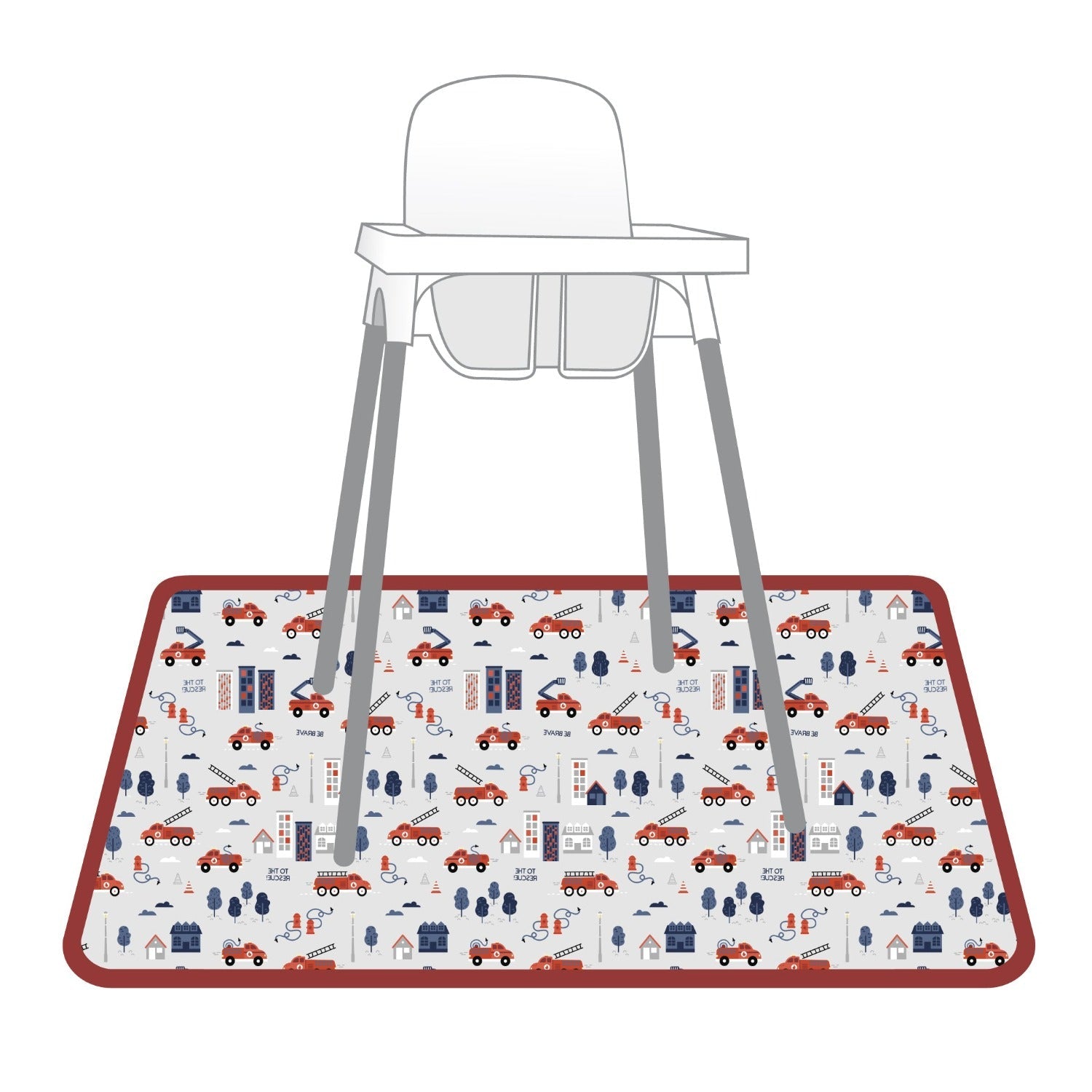 Be Brave - Firefighter Splash Mat - A Waterproof Catch-All for Highchair Spills and More!