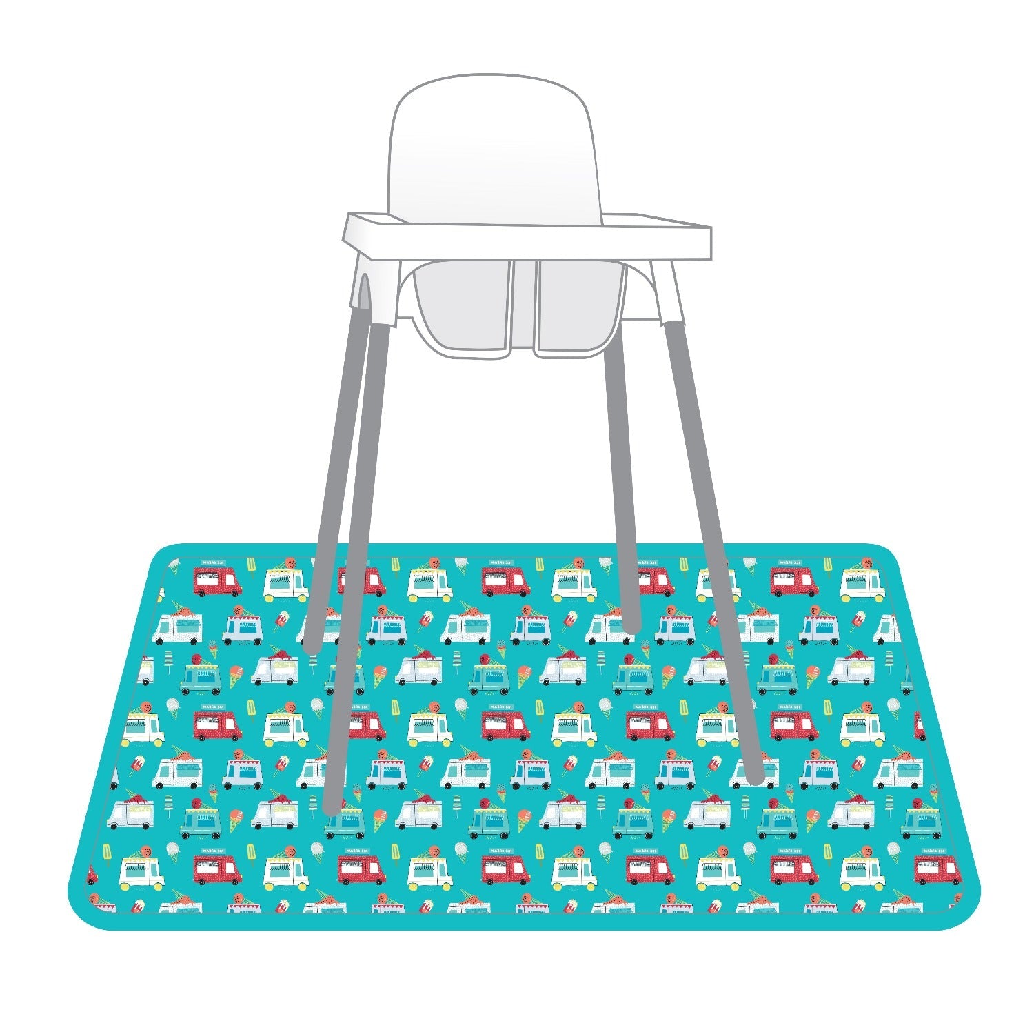 Ice Cream Truck Splash Mat - A Waterproof Catch-All for Highchair Spills and More! BapronBaby