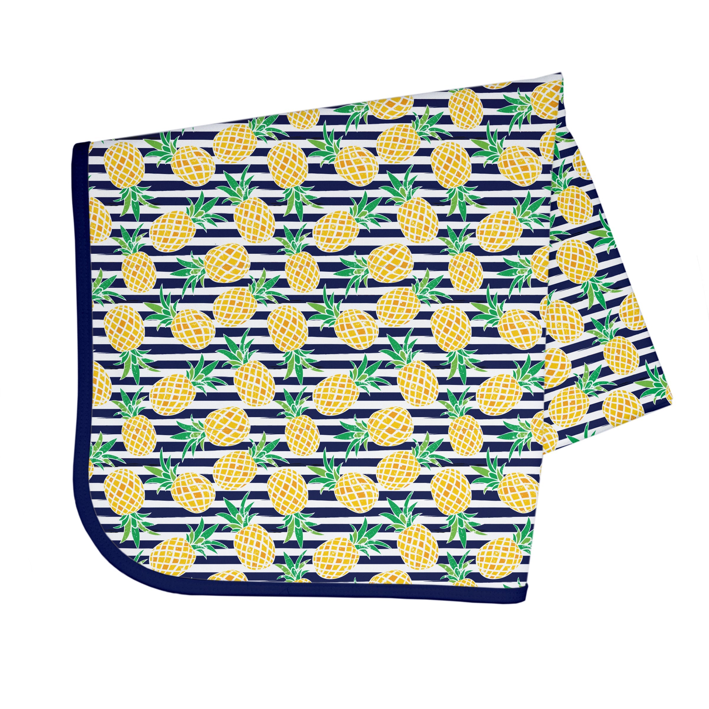 Summer Stripes - Pineapple - Splash Mat - A Waterproof Catch-All for Highchair Spills and More! BapronBaby