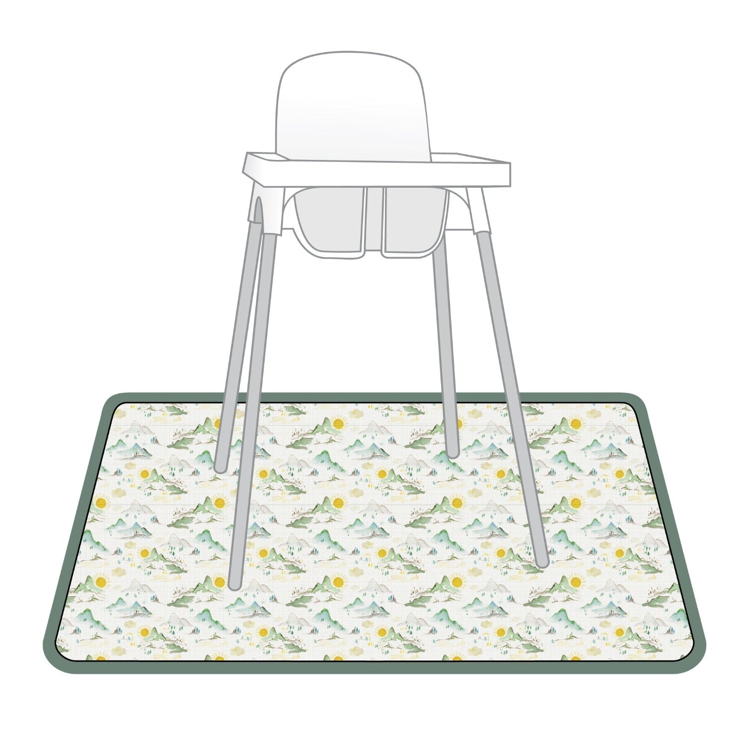 Mountain Mist Splash Mat - A Waterproof Catch-All for Highchair Spills and More!  BapronBaby