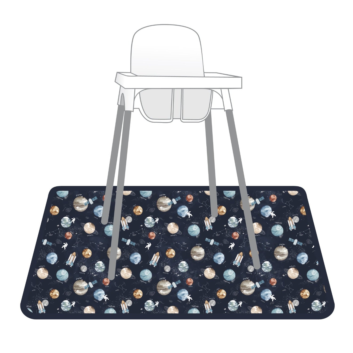 Outer Space Splash Mat - A Waterproof Catch-All for Highchair Spills and More!  BapronBaby