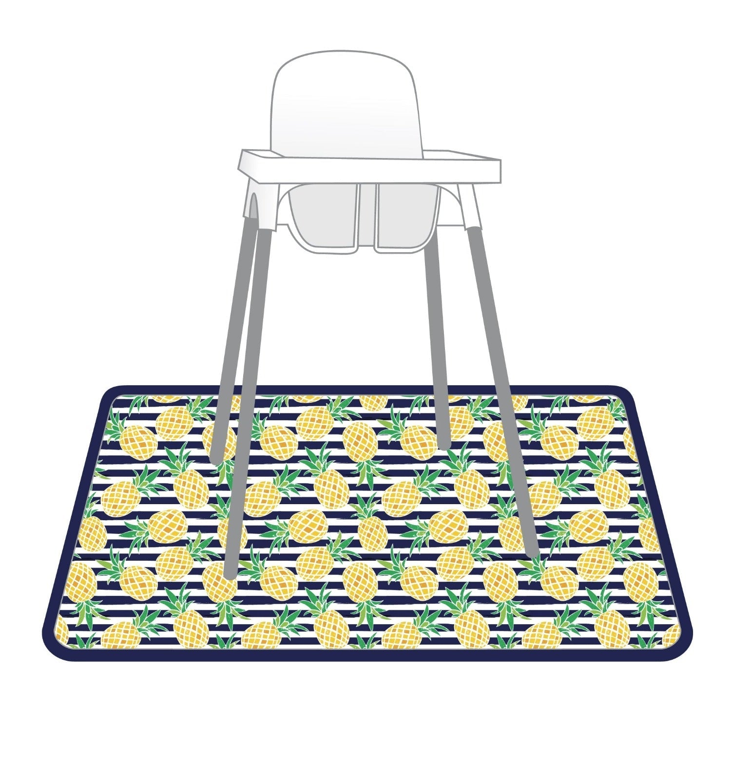 Summer Stripes - Pineapple - Splash Mat - A Waterproof Catch-All for Highchair Spills and More!  BapronBaby